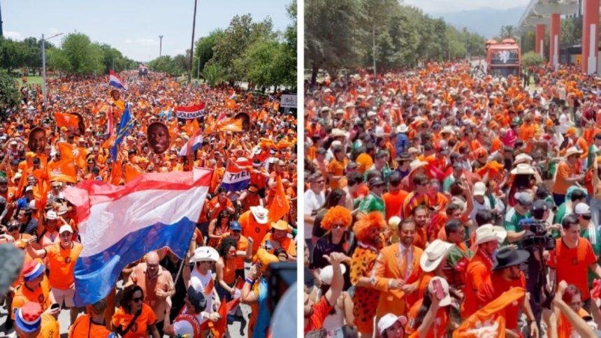 Fans de Países Bajos y México inundan Monterrey bailando 'Payaso de Rodeo'