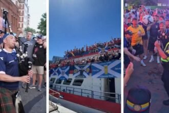 Fans escoceses alegran Boston con fiesta en barco y gaitas
