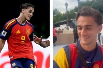 Gavi sonríe por el piropo de un aficionado en el Mundial