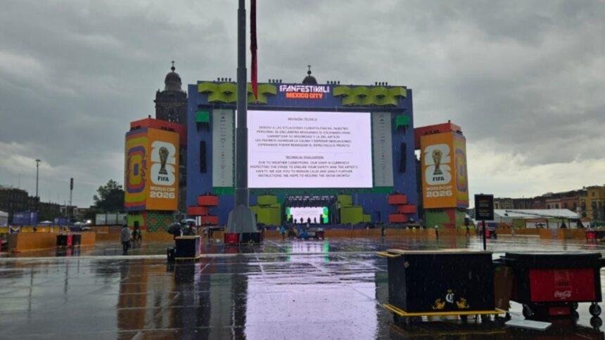 Intensa lluvia en CDMX suspende Fan Fest del Mundial en Zócalo