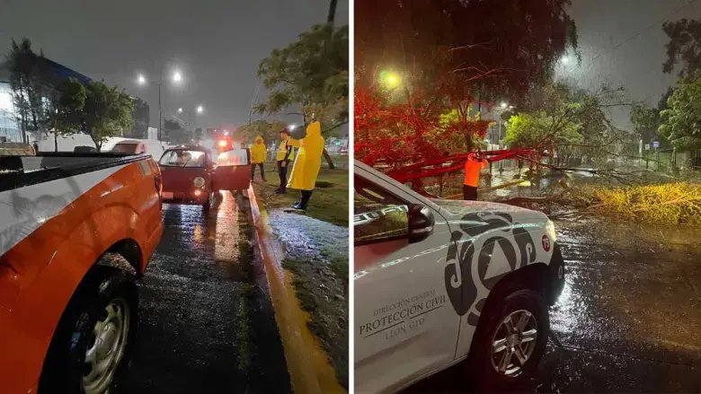 Intensas lluvias causan inundaciones y daños en León, Guanajuato