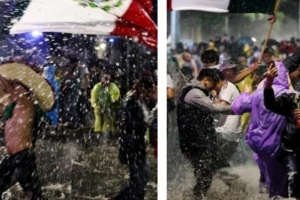 México celebra su tercer triunfo en el Mundial bajo una tormenta