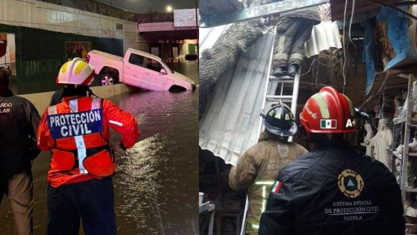 Puebla reporta afectaciones por tromba y CDMX activa alerta roja en lluvias.