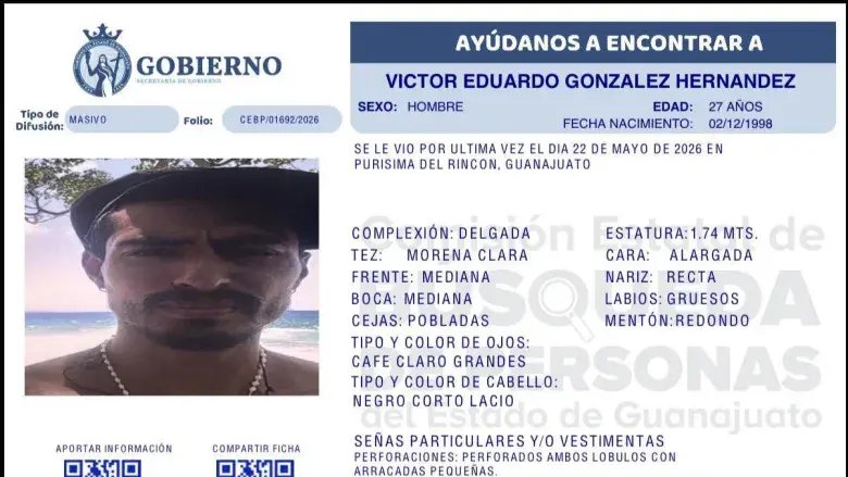 Purísima: familia busca a Víctor desaparecido en Puerto Vallarta