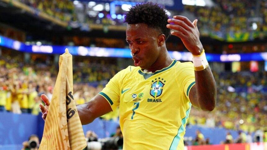 Vinícius brilla con doblete en la victoria de Brasil sobre Escocia