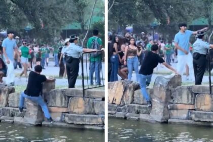 aficionado arriesga su seguridad para entrar al fan fest en Aficionado arriesga su seguridad para entrar al Fan Fest en Monterrey