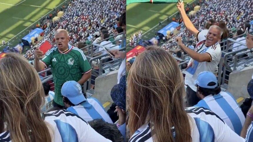 aficionado mexicano provoca a argentinos durante la final con tarjeta Aficionado mexicano provoca a argentinos durante la Final con tarjeta roja