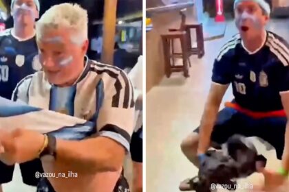 aficionados argentinos celebran victoria ante inglaterra y generan polemica con Aficionados argentinos celebran victoria ante Inglaterra y generan polémica con brasileño