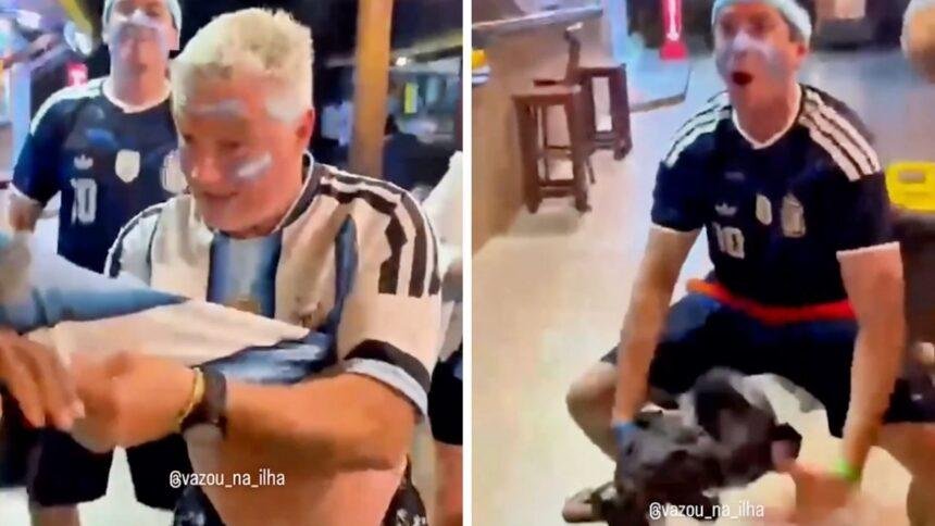 aficionados argentinos celebran victoria ante inglaterra y generan polemica con Aficionados argentinos celebran victoria ante Inglaterra y generan polémica con brasileño