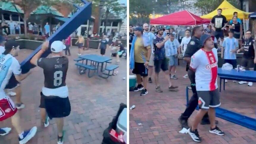 Aficionados de Huracán y San Lorenzo se enfrentan en Atlanta antes del partido