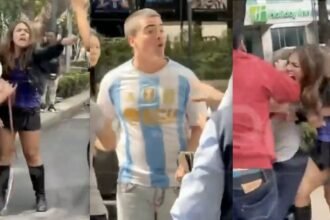 Aficionados mexicanos y argentinos protagonizan riña tras burlas en Reforma 222