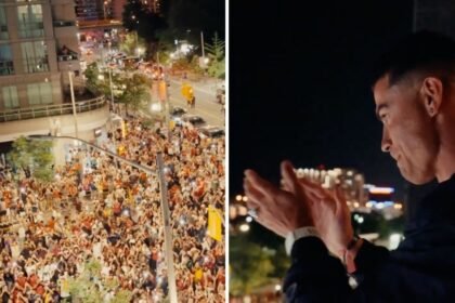 Cristiano Ronaldo celebra la victoria de Portugal desde su hotel en Toronto