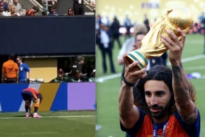 cucurella entierra una moneda en la cancha antes de la Cucurella entierra una moneda en la cancha antes de la Final