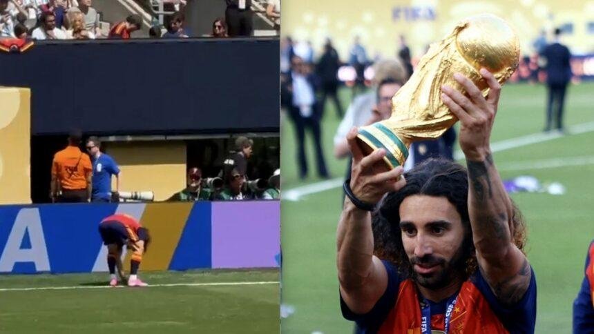 cucurella entierra una moneda en la cancha antes de la Cucurella entierra una moneda en la cancha antes de la Final