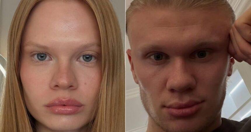 Erling Haaland y su sorprendente parecido con la modelo Anastasia Kostromitina