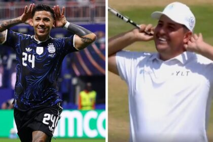 golfista argentino celebra como enzo fernandez en el abierto britanico Golfista argentino celebra como Enzo Fernández en el Abierto Británico