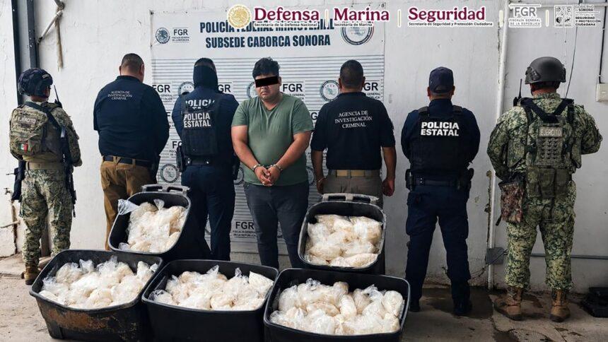 Incautan 200 kilos de metanfetamina ocultos en carretes industriales en Sonora