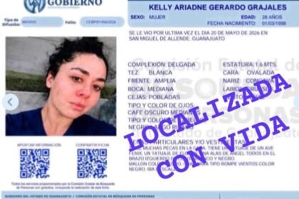 Kelly Ariadne es hallada con vida en San Miguel de Allende; exigen justicia