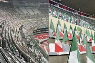 Miles de banderas adornan el Estadio Azteca para el mosaico tricolor