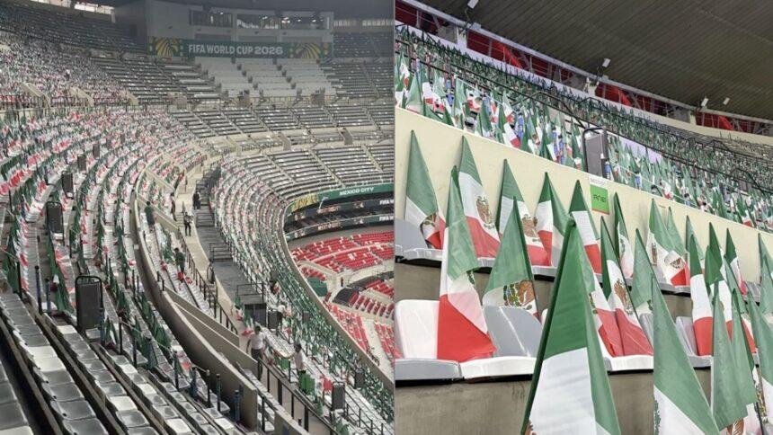 Miles de banderas adornan el Estadio Azteca para el mosaico tricolor