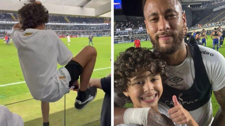 Niño invade el campo para selfies con Neymar mientras lo persigue seguridad
