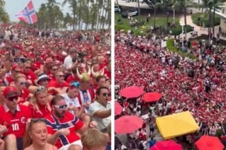 Noruega toma Miami Beach con su singular ‘remo vikingo’ antes del partido vs Inglaterra