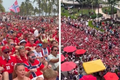 Noruega toma Miami Beach con su singular ‘remo vikingo’ antes del partido vs Inglaterra