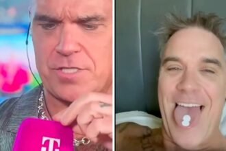 Robbie Williams se divierte tras caer una menta en video viral