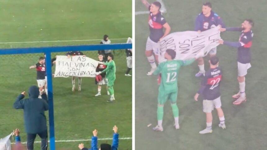 tigre celebra victoria en uruguay y provoca incidente con manta Tigre celebra victoria en Uruguay y provoca incidente con manta de Las Malvinas