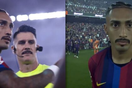 Árbitro sorprende a Raphinha, capitán del Barcelona, con singular piropo