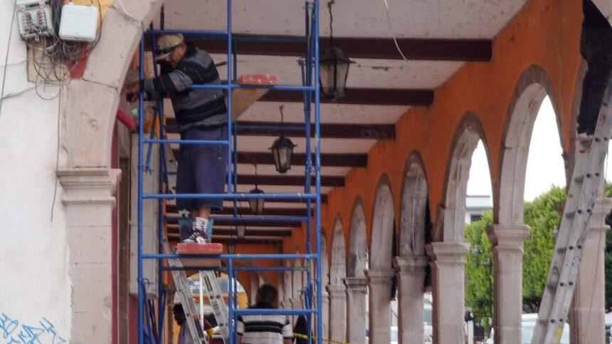 Avanzan obras en Portal Zaragoza y espacios del Centro Histórico de Pénjamo