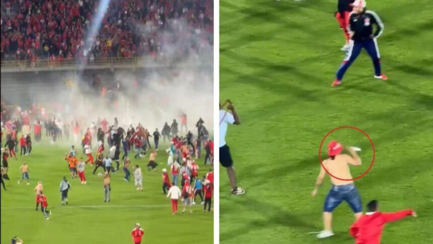Colombia: pelea con cuchillos, invasión, gas lacrimógeno y suspensión de partido