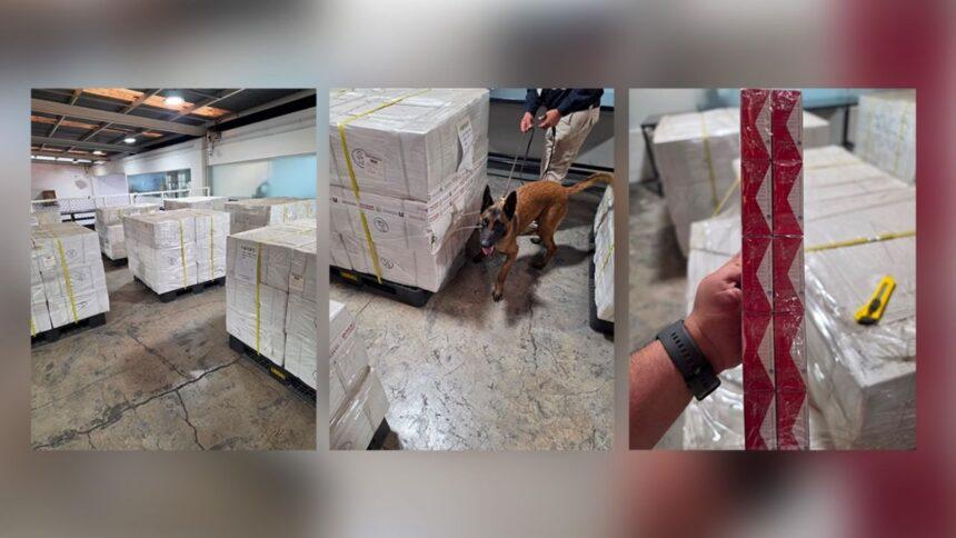 decomisan mas de 28 millones de cigarros falsificados en el Decomisan más de 2.8 millones de cigarros falsificados en el AICM