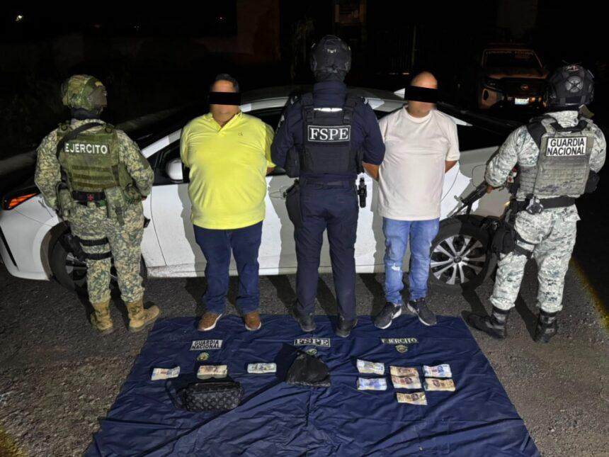 Detención de dos personas y aseguramiento de 600 mil pesos en Valle de Santiago