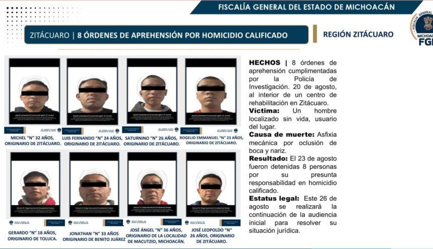 Detienen a ocho en Zitácuaro por homicidio en centro de rehabilitación