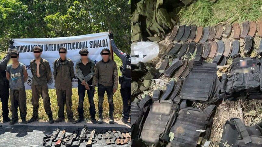 Detienen a ocho sujetos armados y desmantelan campamento criminal en Sinaloa