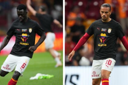 Galatasaray calienta con playera en honor a damnificados del terremoto en Colombia