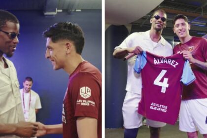 Jimmy Butler visita a Edson Álvarez y bromea sobre sus camisetas