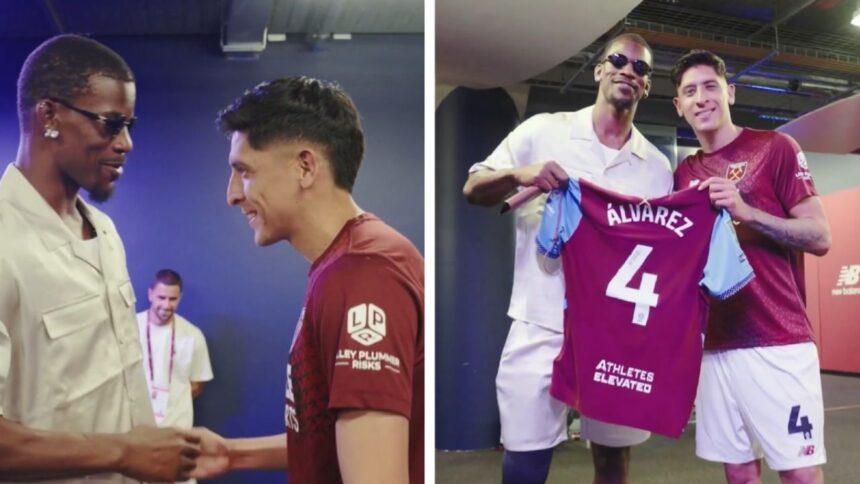 Jimmy Butler visita a Edson Álvarez y bromea sobre sus camisetas