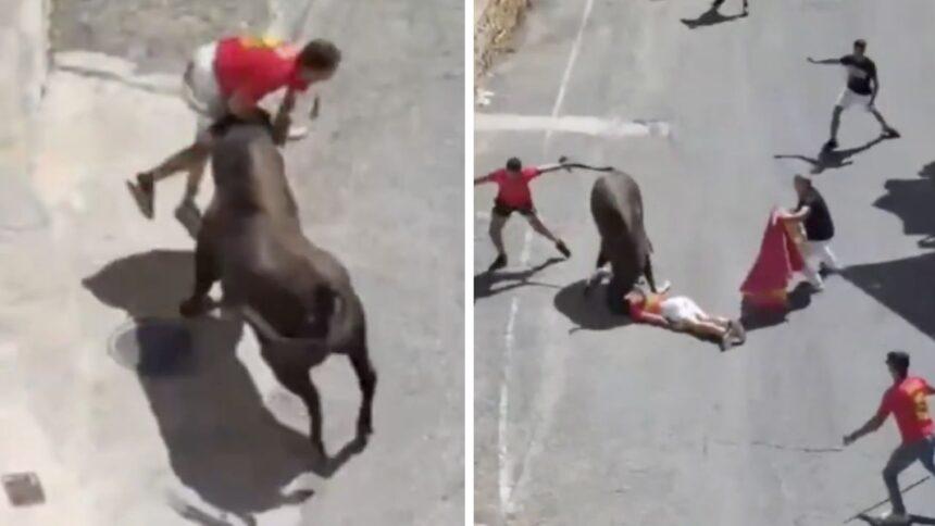 Joven recibe varias cornadas al resbalarse mientras provocaba a un toro