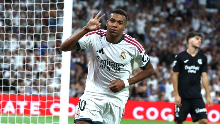 Mbappé debuta con triplete en goleada del Real Madrid en el Bernabéu