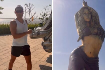 Memo Ochoa baila ‘Dai Dai’ junto a la estatua de Shakira