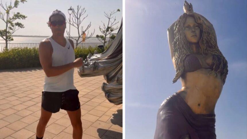 Memo Ochoa baila ‘Dai Dai’ junto a la estatua de Shakira