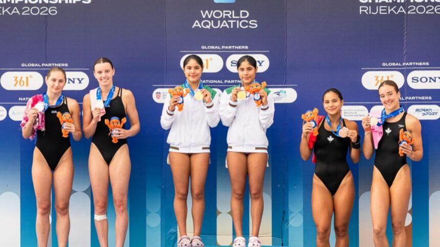Mía y Lía Cueva, mexicanas campeonas mundiales juveniles de clavados