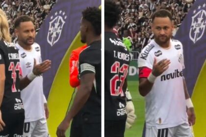 Neymar queda con la mano extendida ante jugador del Vasco da Gama