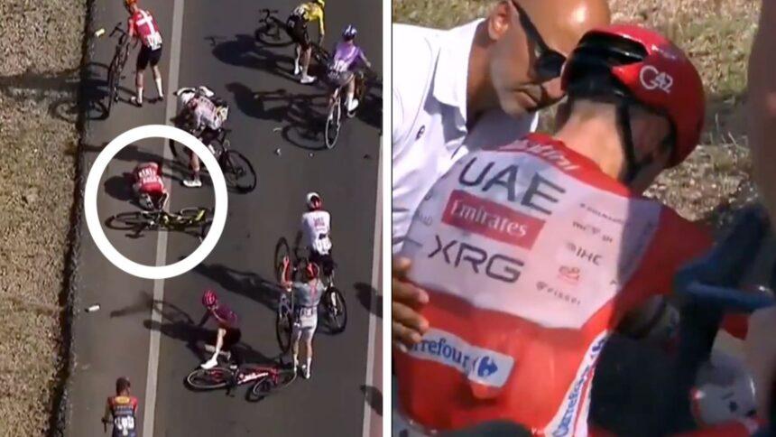 Tadej Pogacar abandona la Vuelta a España tras una dura caída