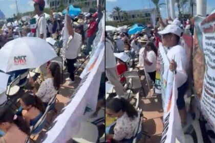 Buscadoras protestan durante visita de Sheinbaum en Baja California Sur