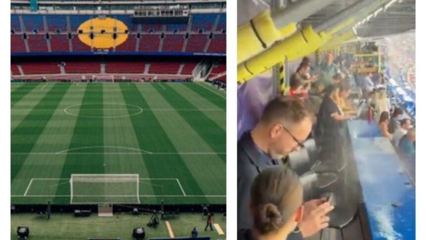 Camp Nou: goteras en zona de prensa desatan burlas en Champions League