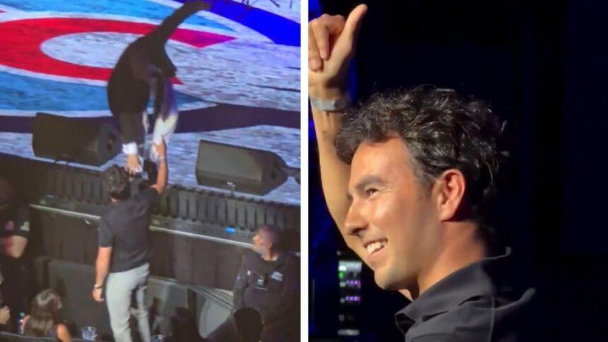 Checo Pérez y Cristian Castro: cantante casi resbala al saludarlo en Guadalajara