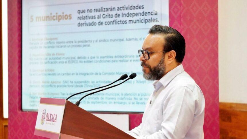 Cinco municipios de Oaxaca cancelan fiestas patrias por conflictos internos